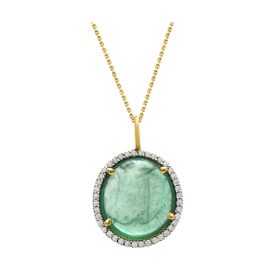 Tresor Collection - Emerald & Diamond Pendant in 18K Yellow Gold