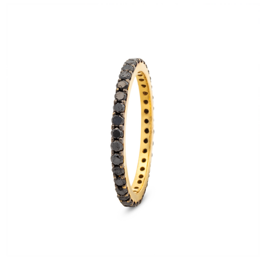Tresor Collection - Black Diamond Ring Band in 18k Yellow Gold