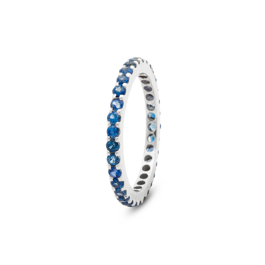 Tresor Collection - Blue Sapphire Ring Band in 18k White Gold