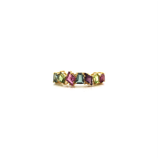 Mulicolor Tourmaline Ring In 18K Yellow Gold