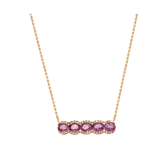 Pink Sapphire and Diamond Pendant in 18k Rose Gold