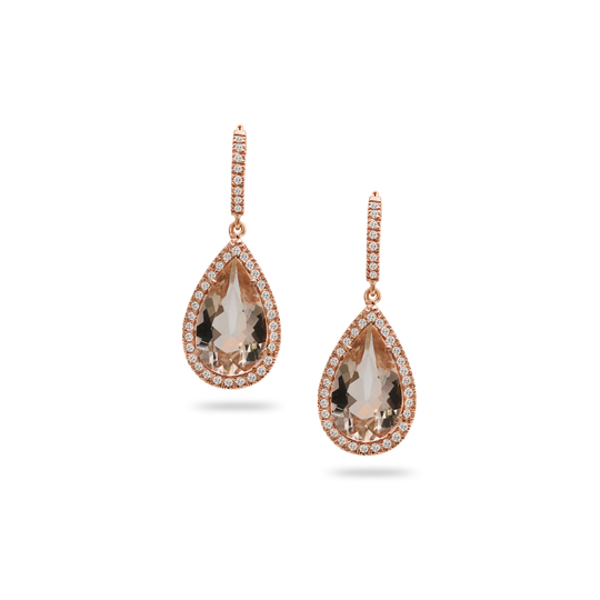 Morganite With Diamond Earrings in 18K Rose Gold