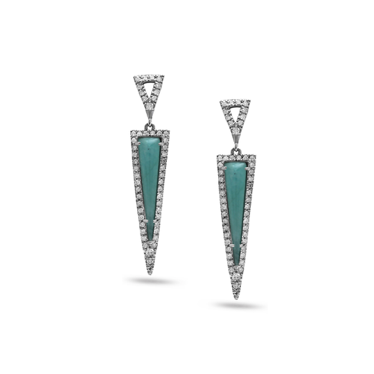 Amazonite & Diamond Earring in 18k White Gold