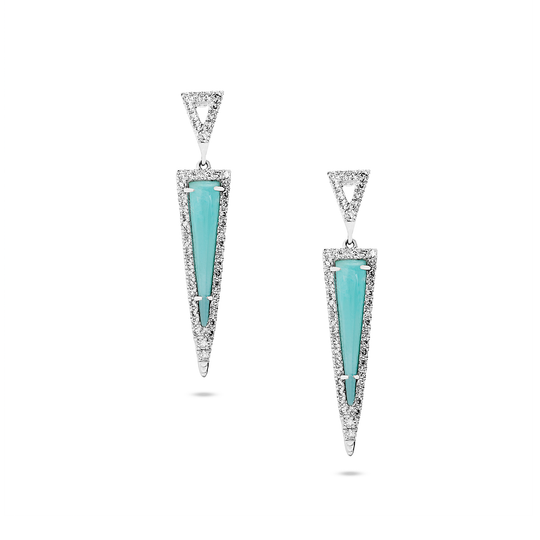 Tresor Collection - Amazonite & Diamond Earring in 18k White Gold