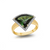 Tresor Collection - Green Tourmaline Trillion With Diamond Pave All Round Ring In 18K Yellow Gold