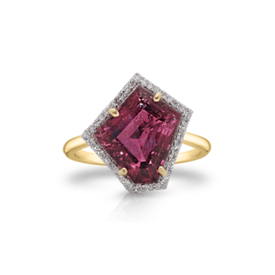 Tresor Collection - Pink Tourmaline with Diamond Pave All Round In 18k Yellow Gold