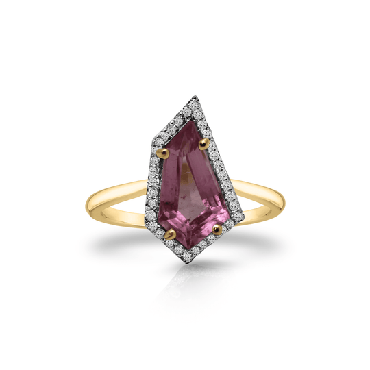 Tresor Collection - Pink Tourmaline with Diamond Pave All Round In 18k Yellow Gold