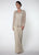 Soulmates - D888709 V-Neck Twin Set with Solid Skirt in Neutral