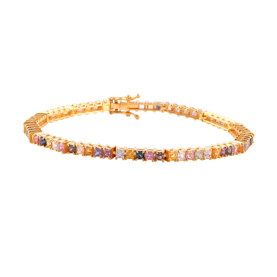 Tresor Collection - Multi-Color Stones Square Bracelet in 18K Yellow Gold