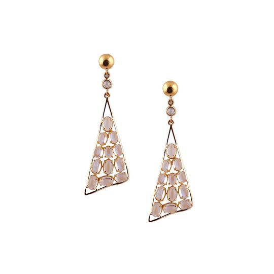 Tresor Collection - Rainbow Moonstone & Diamond Earring in 18K Yellow Gold