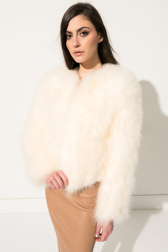 DEORA Ivory Feather Jacket | DEORA Veste de plumes ivoire