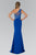 Elizabeth K - GL2066 Appliqued Asymmetrical Illusion Long Gown In Blue