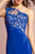 Elizabeth K - GL2066 Appliqued Asymmetrical Illusion Long Gown In Blue
