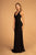 Elizabeth K - GL2549 V-neck Shimmer Fabric Mermaid Dress In Black