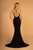 Elizabeth K - GL2549 V-neck Shimmer Fabric Mermaid Dress In Black