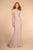 Elizabeth K - GL2549 V-neck Shimmer Fabric Mermaid Dress In Pink