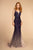 Elizabeth K - GL2556 Trailing Floral Ombre Mermaid Gown In Blue and Purple