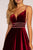 Elizabeth K - GL2584 Illusion Plunging Neck Sleeveless Velvet Gown In Red