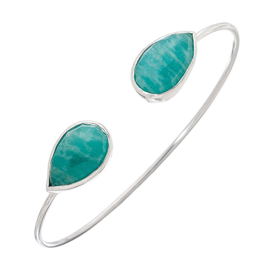 Double Lotus Bangle - Amazonite
