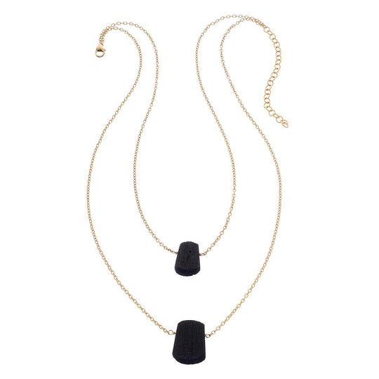 Double Layer Rough Cut Gem Necklace