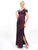 Daymor Couture - Draped Sleeve Scoop Neck Long Dress 148 in Purple