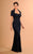 Daymor Couture - Beaded Strapless Gown with Capelet 605 in Blue
