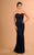 Daymor Couture - Beaded Strapless Gown with Capelet 605 in Blue