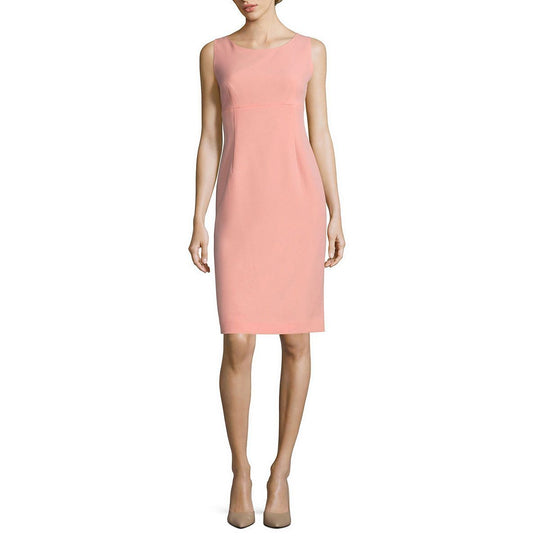 Evan Picone - 10642674 Sleeveless Crepe Sheath Dress in Orange