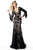 Jovani - 63155 Plunging V-Neck Fringed Trumpet Gown In Black and Neutral