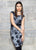 Jolibel - 216077 Cap Sleeve Floral Crepe Dress in Black and White