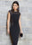Jolibel - 216002 Lace Cap Sleeves Ruched Dress in Black
