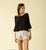 Dante Blouse - Steel Blue / Black