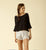 Merritt Charles -  Dante Blouse - Steel Blue / Black