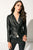 PAIGE Black Stripped Leather Jacket | PAIGE Biker en cuir rayé noir