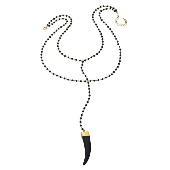 Heather Hawkins - Double Y Gemstone Necklace - Black Bone Horn
