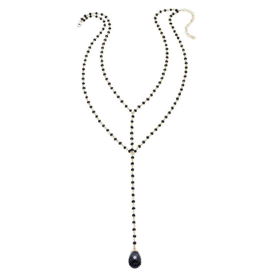 Heather Hawkins - Double Y Gemstone Necklace - Black Spinel Briolette