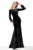 Jovani - 1085 Embellished Bateau Feathered Trumpet Dress In Black