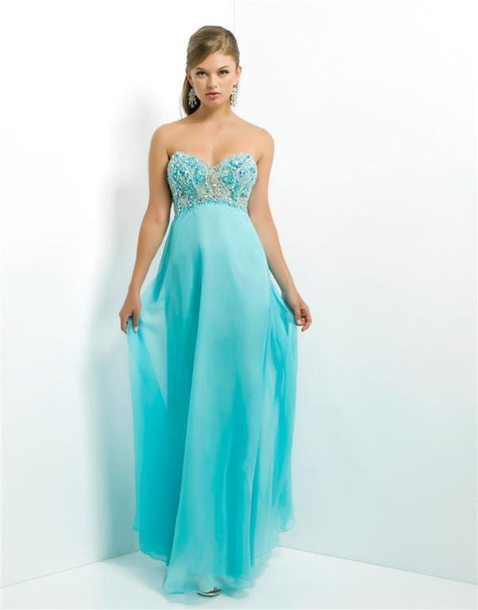 Blush - X138 Empire Sweetheart A-line Dress In Blue