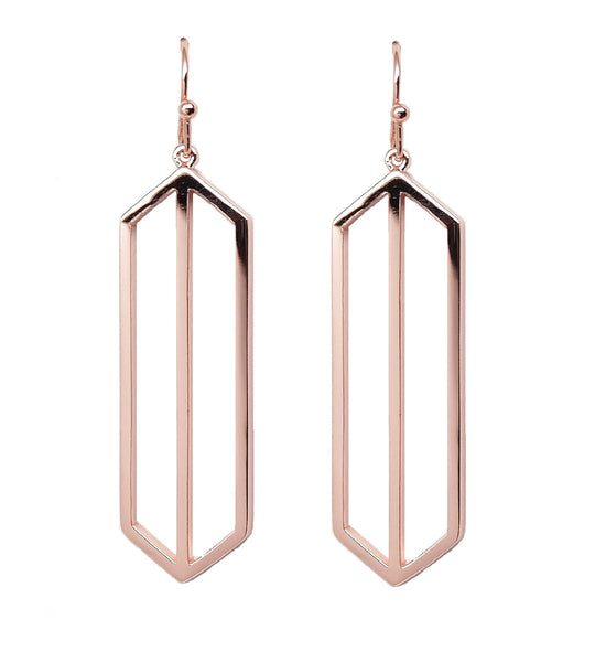 Deco Drop Earrings - Rose Gold