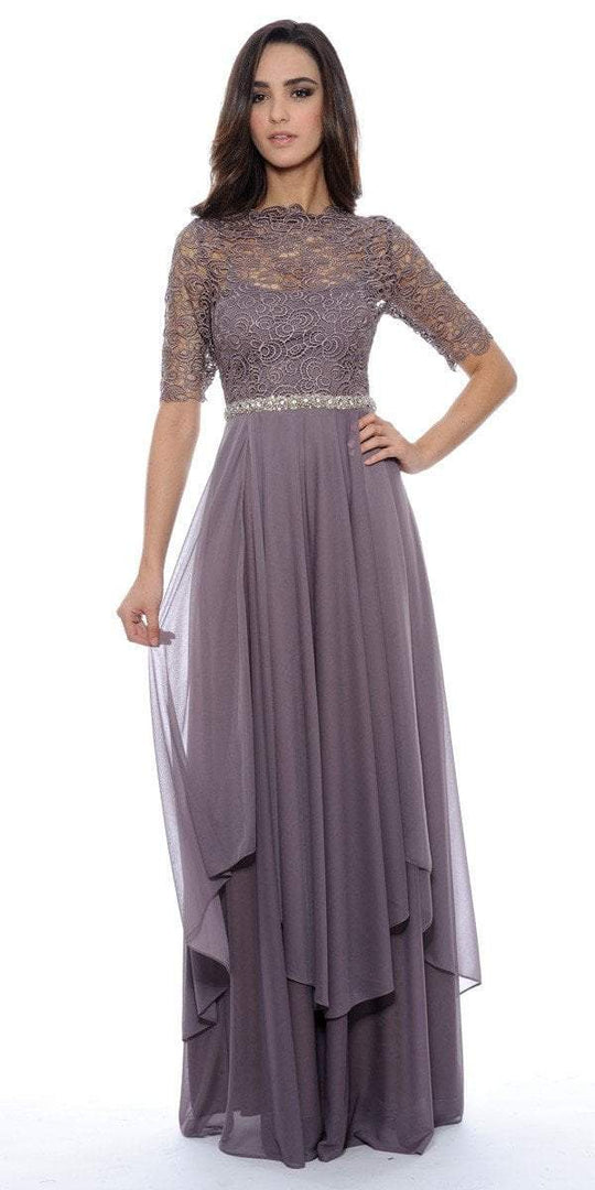 Decode 1.8 - 182768 Crochet Lace Jersey Evening Dress in Purple