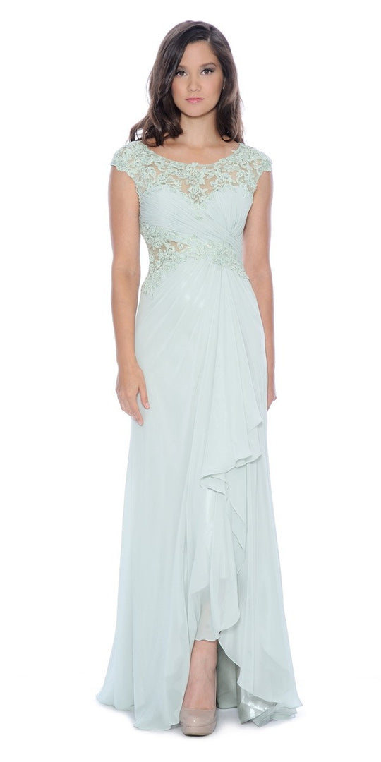 Decode 1.8 - Embellished Cap Sleeve Bateau Neck Dress 182896 in Green
