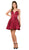 Nox Anabel - N670 Deep V-neck Embellished Pleated A-line Dress In Red