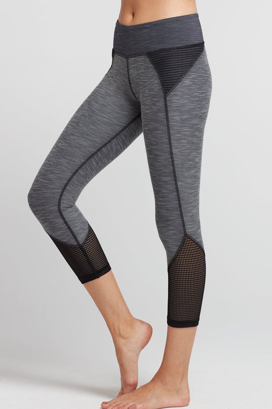 Demi Mesh Panel Capri- Heather Smoke
