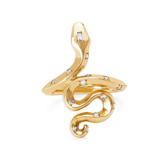 Logan Hollowell - NEW! 14k Kundalini Snake Ring with Sprinkled Diamonds