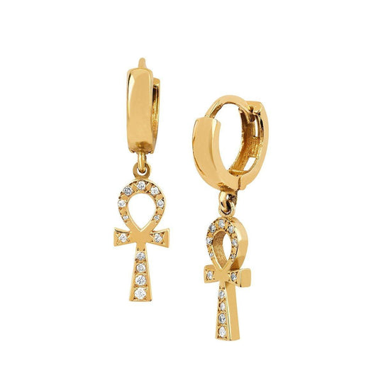 Logan Hollowell - NEW! Diamond Eternal Ankh Cross Earrings