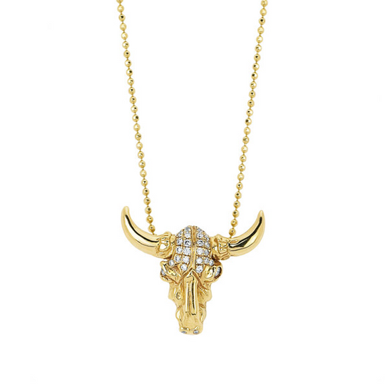 Bull Skull Necklace with Diamonds