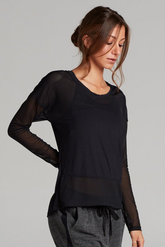 Diana Longsleeve Mesh Top - Black