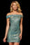 Sherri Hill - 52355 Off Shoulder Glitter Stretch Fitted Short Dress In Green and Silver