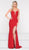 Colors Dress - 1993 Fitted Plunging Trumpet Gown with Slit in Red