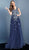 Jovani - 62819 Beaded V-neck A-line Dress In Blue